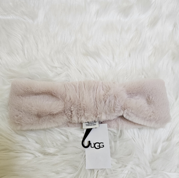 UGG Faux Fur Crystal Pink Headband - Picture 3 of 7